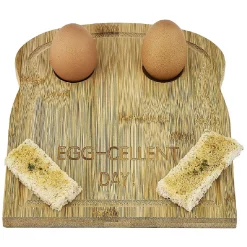 Plateau avec 2 emplacements à oeufs en bambou 24x20cm^Gifi Outlet