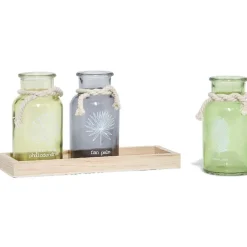 Plateau avec 3 photophores multicolores^Gifi New