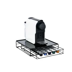 Plateau avec tiroir à capsules en métal noir^Gifi Discount