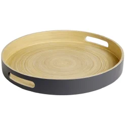Plateau bambou contour coloré 35x35xH5cm^Gifi Clearance