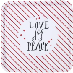 Plateau carré motif rayure rouge inscription Love Jog Peace^Gifi Hot