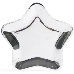 Plateau carton étoile argenté Ø24,5cm x6^Gifi Online