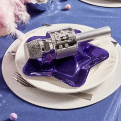 Plateau carton étoile argenté Ø24,5cm x6^Gifi Online