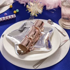 Plateau carton étoile argenté Ø24,5cm x6^Gifi Online