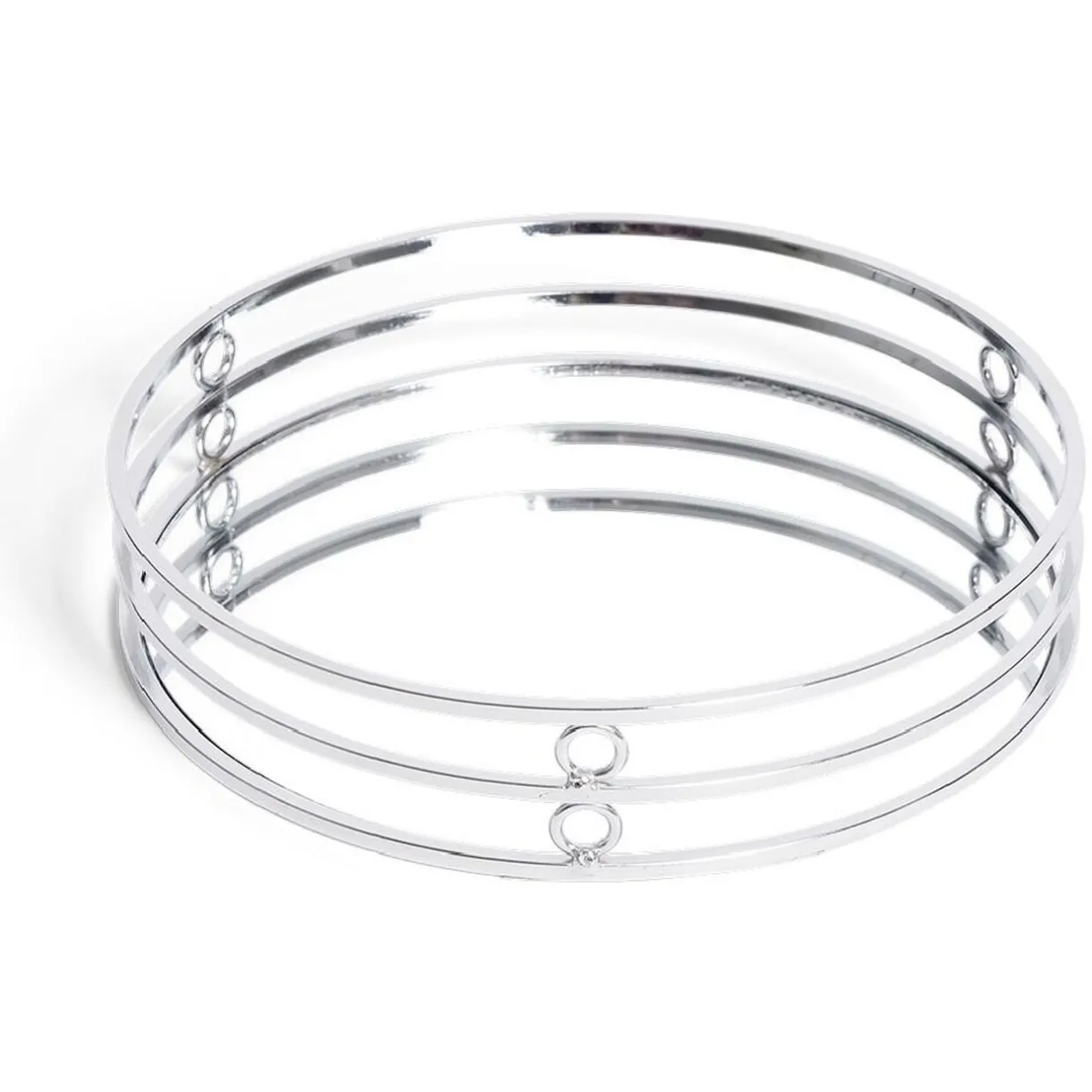 Plateau Ø19,5cm métal et verre doré^Gifi Discount