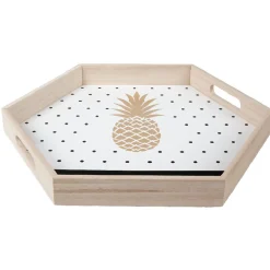 Plateau déco ananas or et pois noirs^Gifi Hot