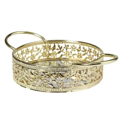 Plateau déco dorée fond en verre avec poignées^Gifi Hot