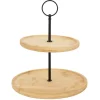 Plateau de présentation 2 niveaux en bambou et fer Ø16,5xH21,5cm^Gifi Clearance