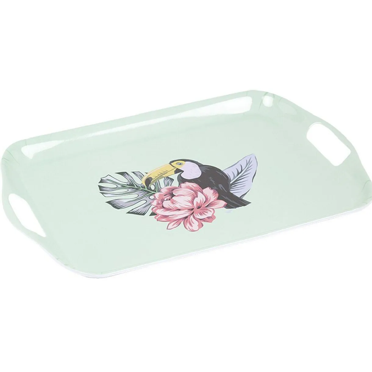 Plateau de service bleu motif oiseau tropical^Gifi Outlet