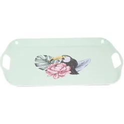 Plateau de service bleu motif oiseau tropical^Gifi Outlet