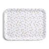 Plateau de service rectangulaire mélaminé blanc motif feuillage doré 21x28cm^Gifi Sale
