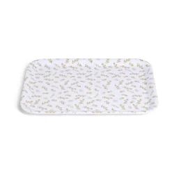 Plateau de service rectangulaire mélaminé blanc motif feuillage doré 21x28cm^Gifi Sale