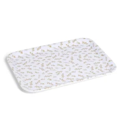 Plateau de service rectangulaire mélaminé blanc motif feuillage doré 21x28cm^Gifi Sale