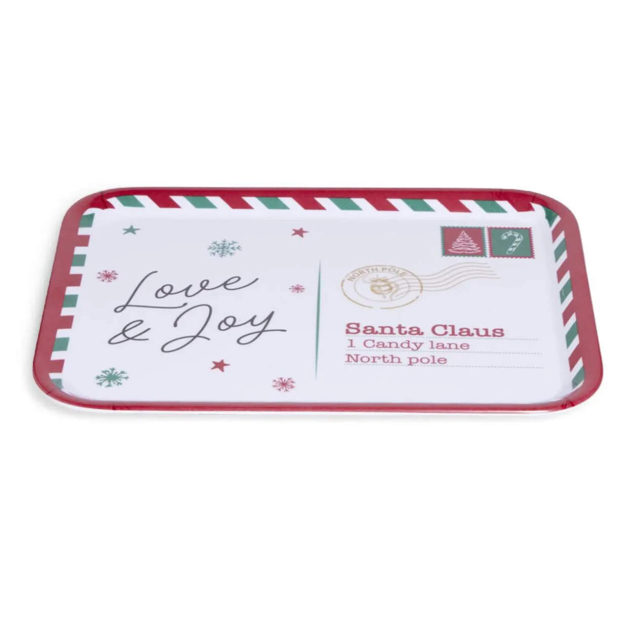 Plateau de service rectangulaire Noël mélaminé motif carte postale 19x37,5cm^Gifi Sale