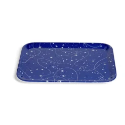 Plateau de service rectangulaire mélaminé bleu motif astral 21,7x28,7cm^Gifi New