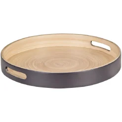 Plateau de service rond en bambou noir^Gifi Outlet