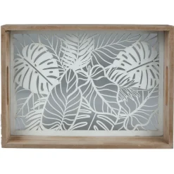 Plateau en verre et bois^Gifi Online