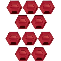 Plateau hexagonal carton rouge métallisé Ø26cm x10^Gifi Online