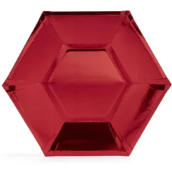 Plateau hexagonal carton rouge métallisé Ø26cm x10^Gifi Online