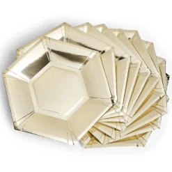 Plateau hexagonal carton doré métallisé Ø26cm x10^Gifi Clearance