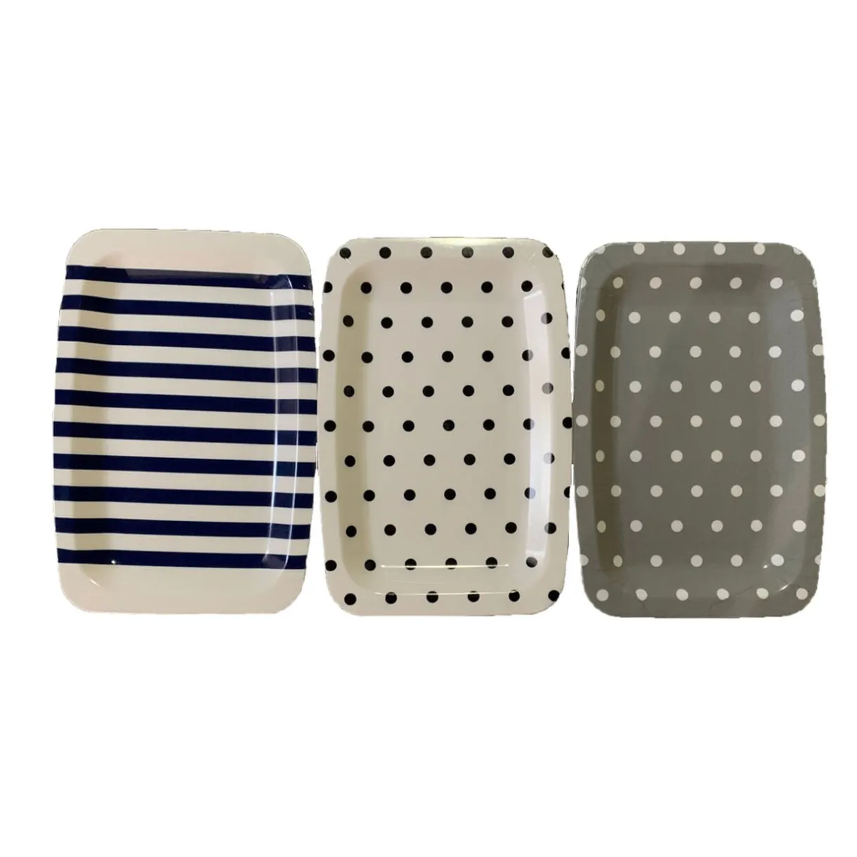Plateau plastique rayé ou à pois 33x22xH1,5cm^Gifi Discount