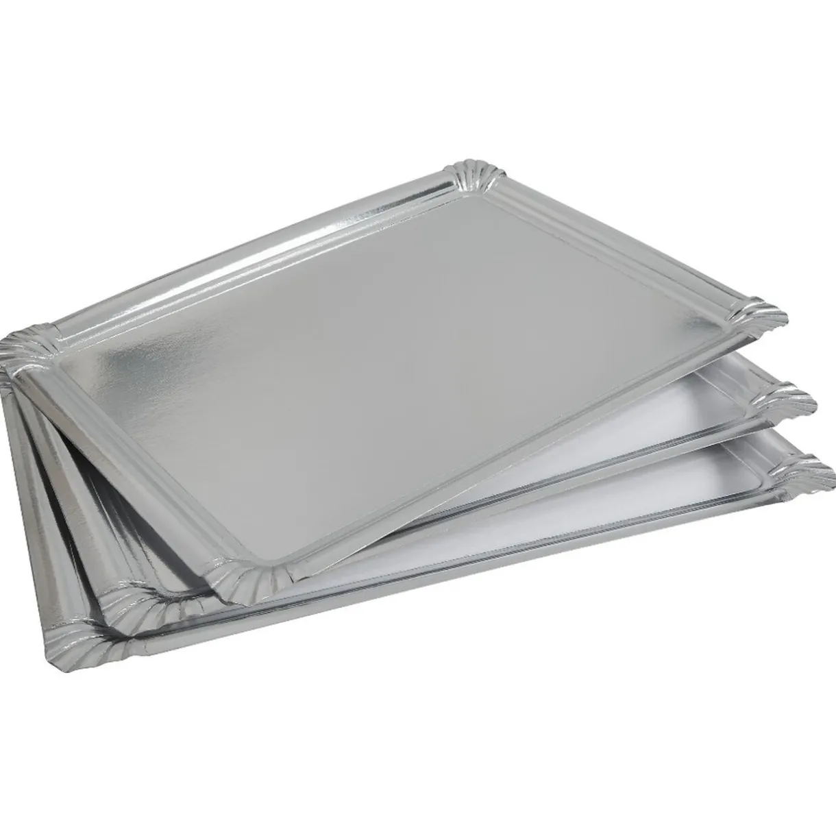 Plateau rectangulaire argenté en carton x3^Gifi
