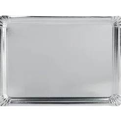 Plateau rectangulaire argenté en carton x3^Gifi