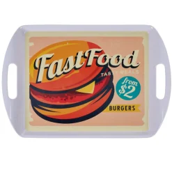 Plateau rectangulaire blanc style fast food motif hamburger^Gifi Hot