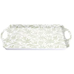 Plateau rectangulaire blanc motif feuillage vert sauge 34x50,5cm^Gifi Best