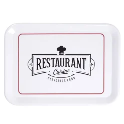 Plateau rectangulaire brasserie "restaurant cuisine" blanc 27x38cm^Gifi