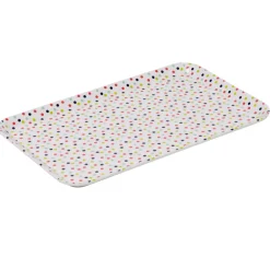 Plateau rectangulaire mélamine blanc motif pois multicolores^Gifi New