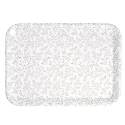 Plateau rectangulaire motif feuillage blanc et vert 27x38cm^Gifi Online
