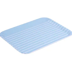 Plateau rectangulaire plastique rayure blanc et bleu 29x22cm^Gifi Online
