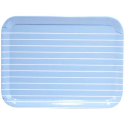 Plateau rectangulaire plastique rayure blanc et bleu 29x22cm^Gifi Online