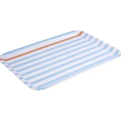 Plateau rectangulaire rayé bleu blanc liseré orange plastique 45x31cm^Gifi Sale