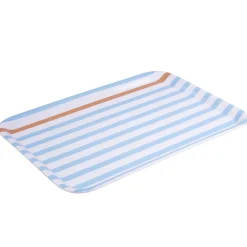 Plateau rectangulaire rayé bleu blanc liseré orange plastique 45x31cm^Gifi Sale