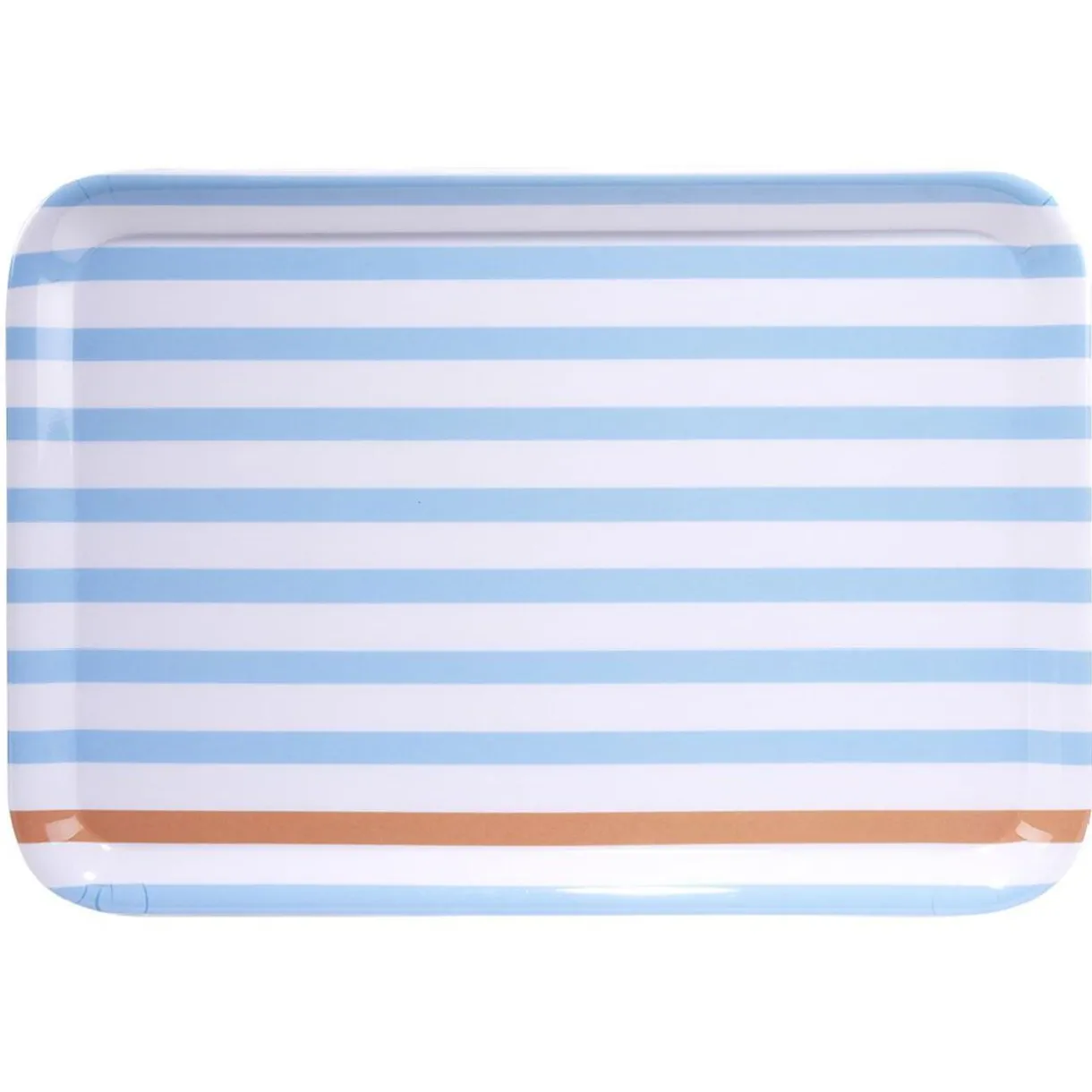 Plateau rectangulaire rayé bleu blanc liseré orange plastique 45x31cm^Gifi Sale