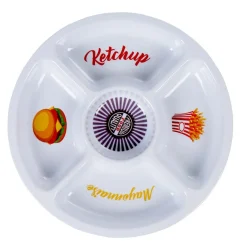 Plateau rond avec compartiments mélaminé design fast food^Gifi Online