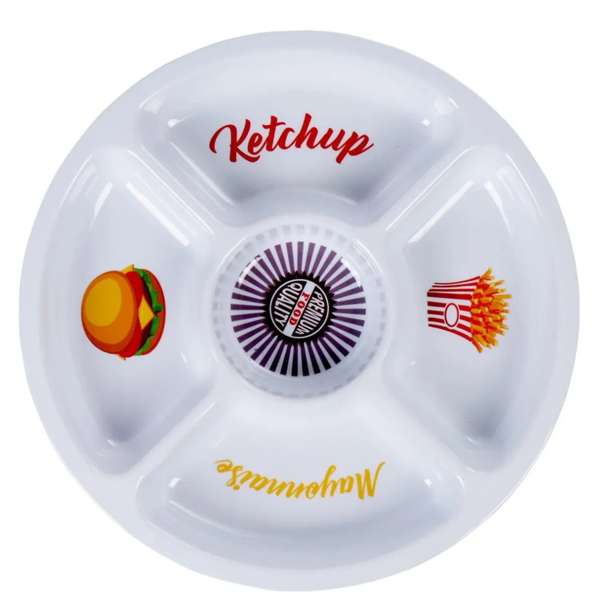 Plateau rond avec compartiments mélaminé design fast food^Gifi Online