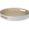 Plateau rond bambou bicolore blanc naturel^Gifi Discount