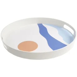 Plateau rond design abstrait vague et soleil - plastique Ø34,5xH4cm^Gifi Clearance