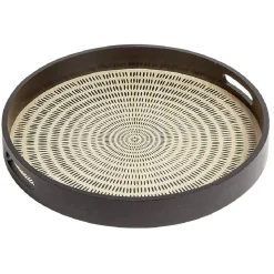 Plateau rond en mdf design noir naturel Ø38 cm^Gifi Clearance