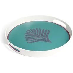 Plateau rond feuille exotique mélaminé vert Ø34,5xH4,1cm^Gifi Best