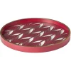 Plateau rond inspiration orientale en métal et bois rouge ou gris^Gifi Discount