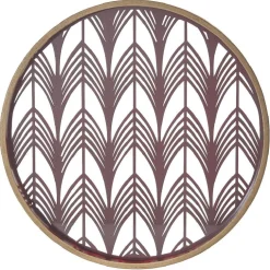 Plateau rond inspiration orientale en métal et bois rouge ou gris^Gifi Discount