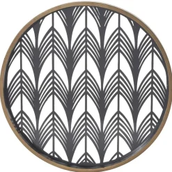 Plateau rond inspiration orientale en métal et bois rouge ou gris^Gifi Discount