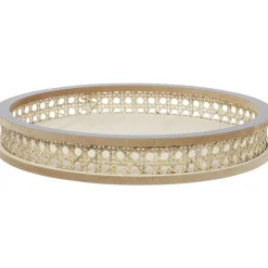 Plateau rond rotin et osier Ø30cm naturel et gris^Gifi Online