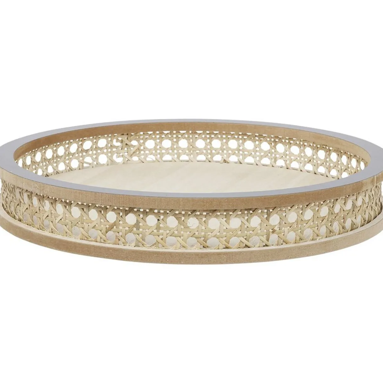 Plateau rond rotin et osier Ø30cm naturel et gris^Gifi Online