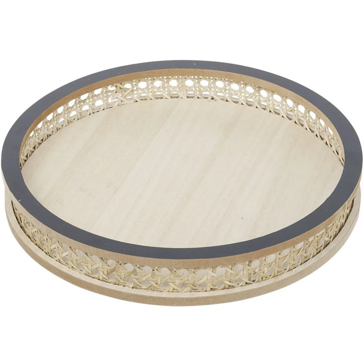 Plateau rond rotin et osier Ø30cm naturel et gris^Gifi Online