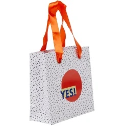 Outlet Gifi Pochette cadeau blanc moucheté rond rouge inscription Yes